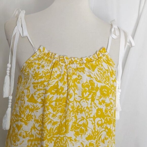 Joie Dress M Linen Floral Yellow Nala Summer Resort Cruise NEW - Picture 8 of 16